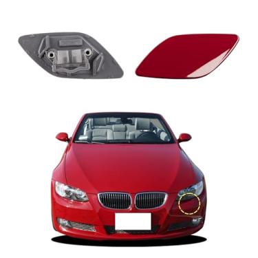 Imagem de Goholy Capa de arruela de farol de para-choque dianteiro de carro compatível com BMW 328i 335i Coupe Convertible 2007-2010 Tampa de bicos de arruela de farol 61677171659 61677171660 Capa de spray de