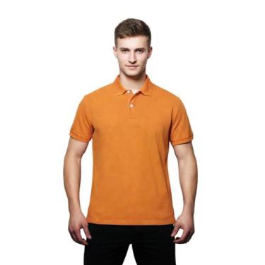 Imagem de Camisa Masculina Gola Polo Piquet Poliéster - Genérico, Laranja, XG