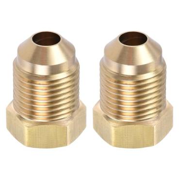 Imagem de YOKIVE 2 peças de encaixe de tubo, conector adaptador de tubo de latão, ótimo para aplicações hidráulicas (tom de latão, 3/8 SAE flare macho e 1/4 SAE fêmea)