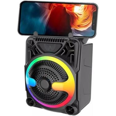 Imagem de Caixa de Som Bluetooth LED RGB USB TF 10W, Entrada P10, Alcance 10 Metros, Bateria 1200mAh