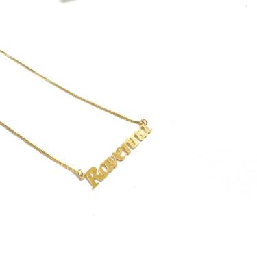 Imagem de Colar Personalizado com Nome folheado a Ouro, Corrente Veneziana 40cm, Pingente em Latão Folheado. Nome personalizado