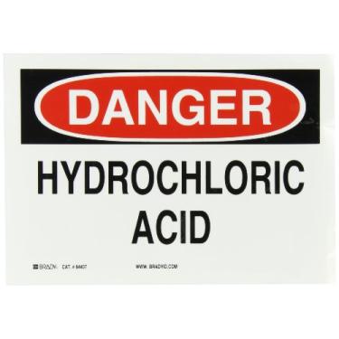 Imagem de Brady 84407 Placa autoadesiva de poliéster químico e materiais perigosos, 17,8 cm x 25,4 cm, legenda "ácido clorídrico"