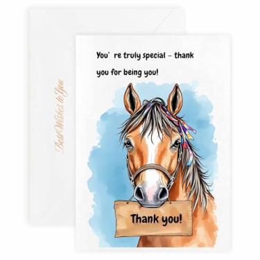 Imagem de MAGJUCHE Cartão de agradecimento para alguém especial – Selo e envelope de cera elegante, papel 300 g/m², impressão vívida de 600 DPI, 12 x 17 cm, design de cavalo