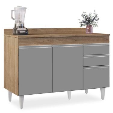 Imagem de Balcão Gabinete Para Pia Com Tampo 120cm Michigan Cast-cinza - Lumil