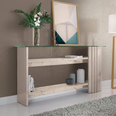 Imagem de Balcão Aparador Com Vidro Bosco Calacata Off-white