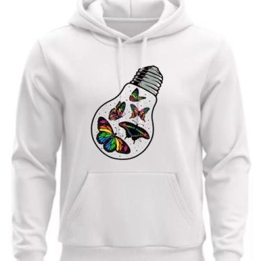 Imagem de Moletom Com capus Personalizdo Lampada Borboleta - Hs, Branco, M