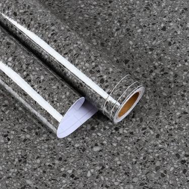 Imagem de EaseStick Papel de contato de granito à prova d'água de 48 cm x 1192 cm, papel de contato de mármore preto para descascar e colar papel de parede de granito para cozinha, banheiro, mesa