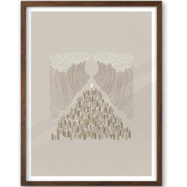 Imagem de iHery Arte de parede emoldurada de madeira de carvalho natural Moisés separando o mar vermelho, grande 40,6 x 50,8 cm, arte em tela, versículos bíblicos cristãos modernos, decoração de esboços, cor