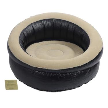 Imagem de Inflável Couch Flocking portátil PVC Blow up Sofá Cadeira de inflação rápida Design ergonômico para sala de estar Tamanho da viagem ao ar livre 75x75x45cm Capacidade de 200kg (Marrom)