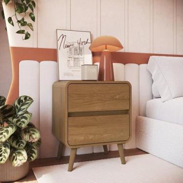 Imagem de Conjunto Duas Mesas de Cabeceira com 02 Gavetas Linha Curve - Completa