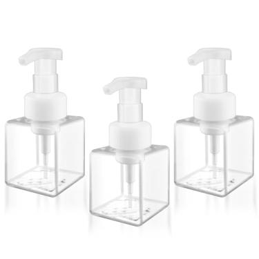 Imagem de Pacote com 3 Dispensadores de Sabão Espuma de Plástico Vazio Dispensador de Sabão de Espuma Recarregável para Shampoo Sabonete Líquido para Lavagem Facial (Transparente, 250 ml)