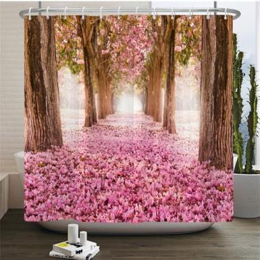 Imagem de Natureza Floresta Cortina de Chuveiro Tela de Banheiro Árvores Cenário Cortinas Tecido de Poliéster Decoração de Casa Cortinas de Banho,5274ZW,L90xA180cm