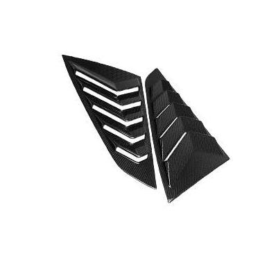 Imagem de Janela de triângulo traseiro do carro, acabamento de bochecha de tubarão para Mustang 2024+ tampa de acabamento de janela de ventilação lateral traseira acessórios de carro (aparência de carbono