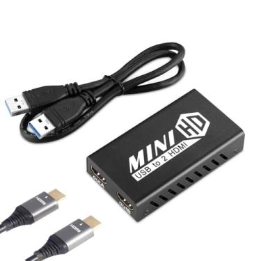 Imagem de Adaptador HDMI duplo USB 3.0 atualizado 2022, compatível com Windows ChromeBook MacBook, suporta saída estéreo de 3,5 mm, expande 2 telas diferentes (adaptador HDMI duplo)