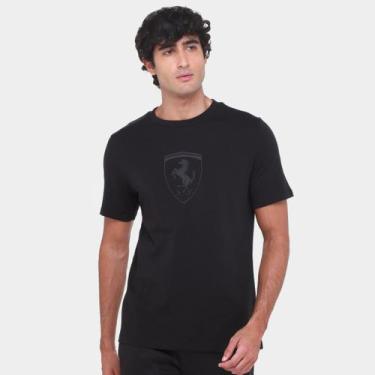 Imagem de Camiseta Puma Ferrari Race Big Shield Tonal Masculina, Preto, M