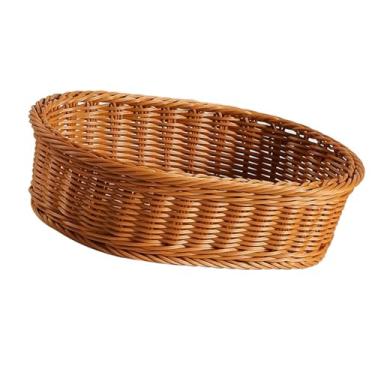 Imagem de XLWLLNJ Cesta de armazenamento de vime imitação para organização de lixeira oval de vime multiuso para banheiro, bandeja de tecido para quarto, 33 Cm X 24 Cm X 9 Cm