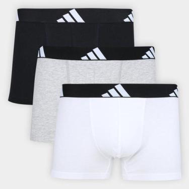 Imagem de Kit Cueca Boxer Adidas 3 Peças, Preto, Cinza, P