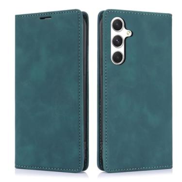 Imagem de HJZSZX Capa tipo carteira de couro magnética com compartimento para cartão para Samsung S23 Plus (para Samsung S23 Plus/verde)