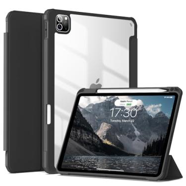 Imagem de JKSML Capa para iPad Pro 11, capa com suporte para lápis para iPad Pro 11 polegadas 4ª/3ª/2ª geração 2022/2021/2020, capa protetora transparente para iPad Pro 11, suporta carregamento Pencil 2, preta