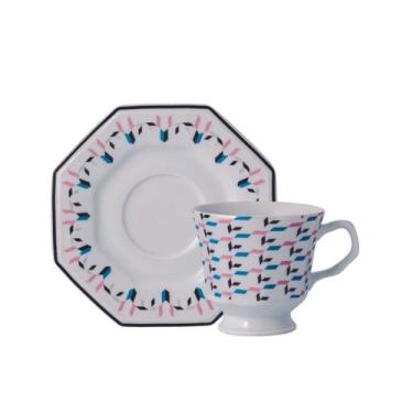 Imagem de Xícara Chá com Pires 200ml Porcelana Schmidt - Dec. Mantiqueira 2397, 