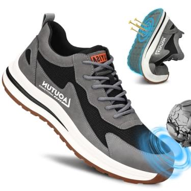 Imagem de LAoutun Sapatos Com Biqueira De Aço Para Homens E Mulheres, Calçados De Segurança Para Trabalho, Tênis Com Biqueira De Aço Indestrutíveis, Sapatos Leves Para Trabalho, Sapatos Com Biqueira
