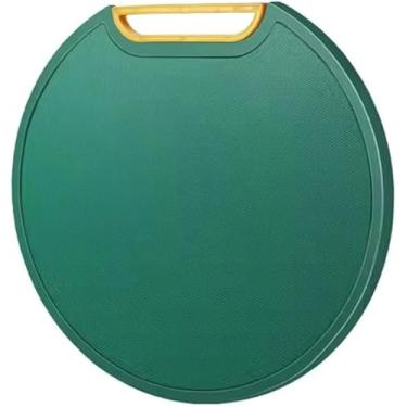 Imagem de Tábua Cozinha de Corte Antiderrapante Anti-mofo Redonda 34 x 32cm Suporte Corte carne legumes frutas BPA Free
