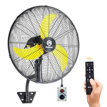 Imagem de FUGOO Ventilador de parede oscilante silencioso de 61 cm com controle remoto, motor BLDC totalmente selado, ventilador externo impermeável de 4 velocidades, ventiladores de parede industriais