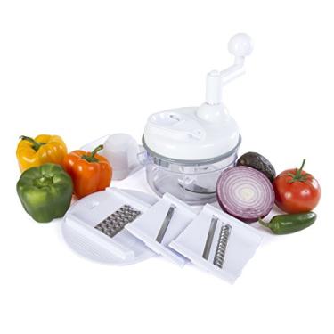 Imagem de Cozinha + Cortador manual de alimentos – 4 em 1 Miracle Chopper, Máquina de Salsa, Liquidificador, Fatiador, Triturador e Julienne – Como visto na TV do processador manual de alimentos