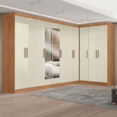 Imagem de Guarda-Roupa Casal Modulado Paris 11 Portas 4 Gavetas com Espelho Cina