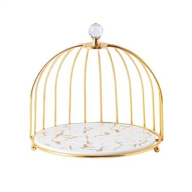 Imagem de Suporte de bolo criativo em forma de gaiola de pássaro, suporte redondo para bolo, sobremesa, mesa, chá, dim sum, bandeja, prato de bolo, doces, cupcake, sobremesa, prateleiras (cor: preto, tamanho