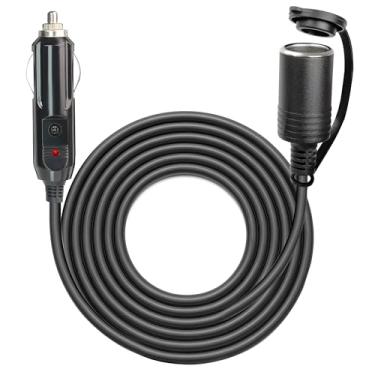 Imagem de Cabo de extensão para isqueiro MADCATZ resistente 12V/24V 16 AWG 3,5 m macho para fêmea adaptador para carregador de carro geladeira aspirador de pó com luzes LED (1 pacote)