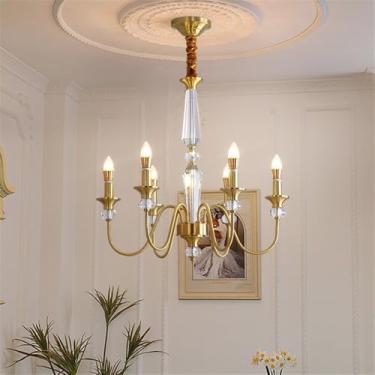Imagem de Lâmpada Pingente Candelabro LED De Latão Com Estilo Americano E Detalhe De Vela Francesa: Perfeita Para Sala De Estar, Restaurante, Quarto, Estudo, Villa, Hotel, Bar E Café (B Ouro 6 luzes)
