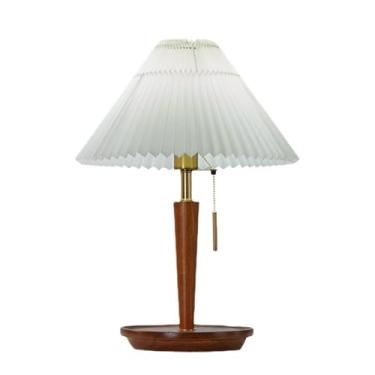 Imagem de Abajur de cabeceira Luminária de mesa retrô para sala estar, cabeceira e estudo, em tecido plissado madeira(Brown)