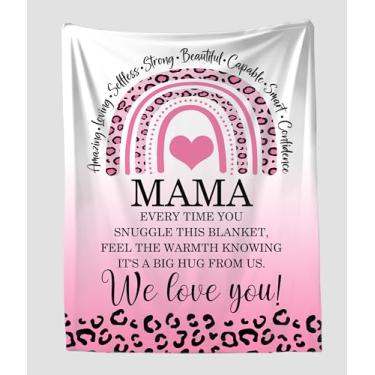 Imagem de Cobertor Mama We Love You Pink Leopard - Cobertor respeitoso e amoroso presentes para mamãe no dia das mães, aniversário de aniversário, aniversário - Manta macia e aconchegante 127 x 152 centímetros