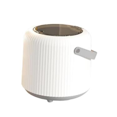 Imagem de Generic Lixeira de mesa, cesto de lixo portátil pequeno com alça, lixeira com tampa para penteadeira, mesa de escritório, balcão de banheiro, Branco