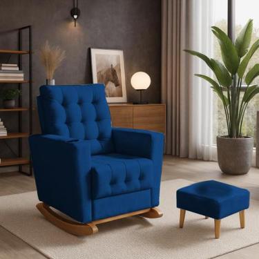 Imagem de Poltrona Duna Amamentação Balanço e Puff - Moveis Aguias, Azul