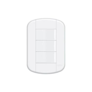 Imagem de Interruptor Simples Triplo Fame Blanc+ com Placa 4x2 Branco