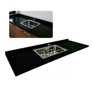 Imagem de Pia Cozinha Granito São Gabriel Negresco 180cm Cuba Gourmet - Rainha d