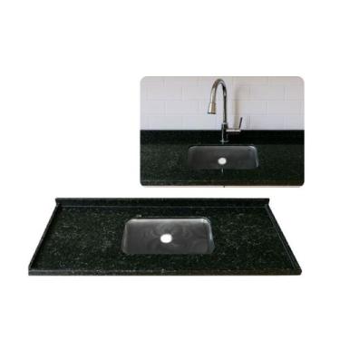 Imagem de Pia de Cozinha Granito Verde Ubatuba Cuba Rasa Inox 200cm - Rainha dos
