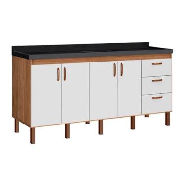 Imagem de Armário Cozinha Pia Gabinete 174 cm Com 4 Portas e 3 Gavetas - Rainha 