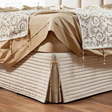 Imagem de Saia Cama Box Casal Stylle 200 Fios Matelado c/ Pingente - Bege