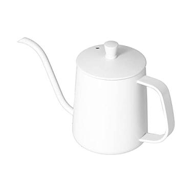 Imagem de Zhjvihx Chaleira de Pescoço de Ganso, Cafeteira de Qualidade Alimentar, Limpeza Fácil, Bico Longo e Estreito, à Prova de Ferrugem Com Tampa para Cozinha, Cafeteria Doméstica (Branco 600ml)