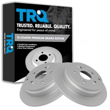 Imagem de TRQ Conjunto de par de rotores de freio a disco traseiro para Honda CR-V 2005-2016 / Acura RDX 2007-2018