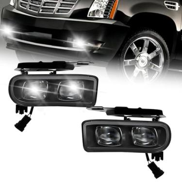Imagem de Shocklight Luzes de neblina de LED adequadas para Cadillac Escalade/EXT/ESV 02 03 04 2005 2006 2006, um par de faróis de neblina dianteiros com lente transparente