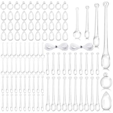 Imagem de Vellibring 100 peças de enfeites de gota de Natal, 6 estilos, acrílico transparente, pingente, pingente de lustre de cristal para decoração de árvore de Natal, festa de inverno, suprimentos de