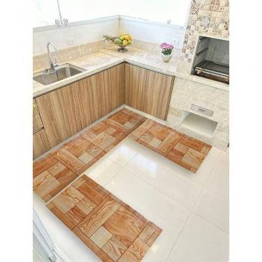 Imagem de Kit 3 Peças Jogo Cozinha Passadeira Manta Vinilico Laminado Brick