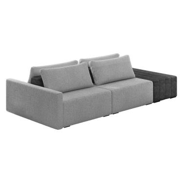 Imagem de Sofá Ilha 2 Lugares Living 292cm Modulado Lary Bouclê Pu Pto K01 Cor Cinza Claro