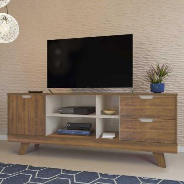 Imagem de Rack Para Tv Até 65 Michigan Com 2 Gavetas E 4 Nichos Pinho / Off White