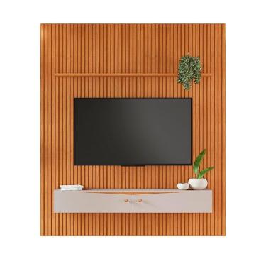 Imagem de Painel Ripado Riso 2,40cmx2,07cm Candian Nicho Jcm Movelaria Cinamomo Com Off White