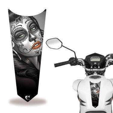 Imagem de Adesivo Faixa Gravata Tanque Moto Caveira Cinza